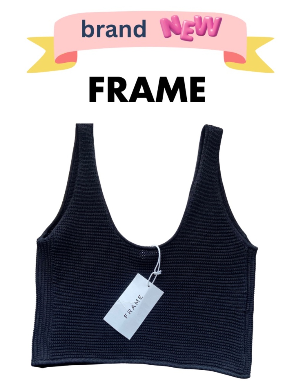 FRAME Crochet Tank Top Black Size S New with Tags